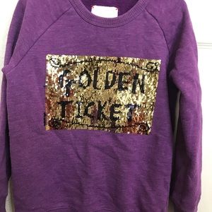 MiniBoden Golden Ticket sweatshirt flip sequin 6/7